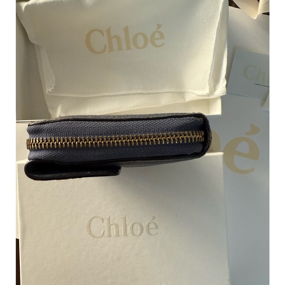 Chloe Long Wallet Leather  L Shape Zipper Turn Lock - Picture 8 of 16